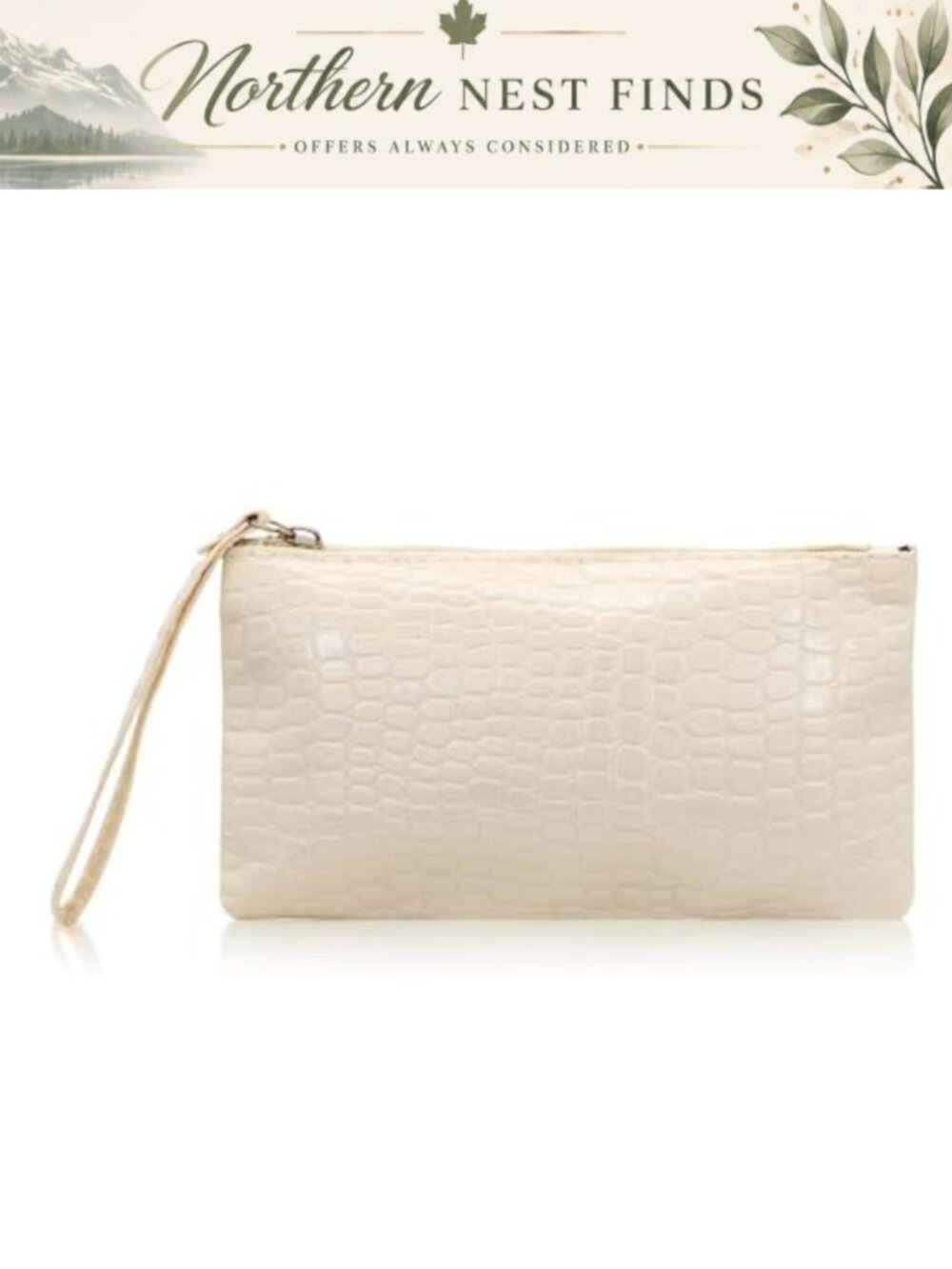 PU Leather Wristlet Wallet with Zipper Pocket and Wrist Strap
